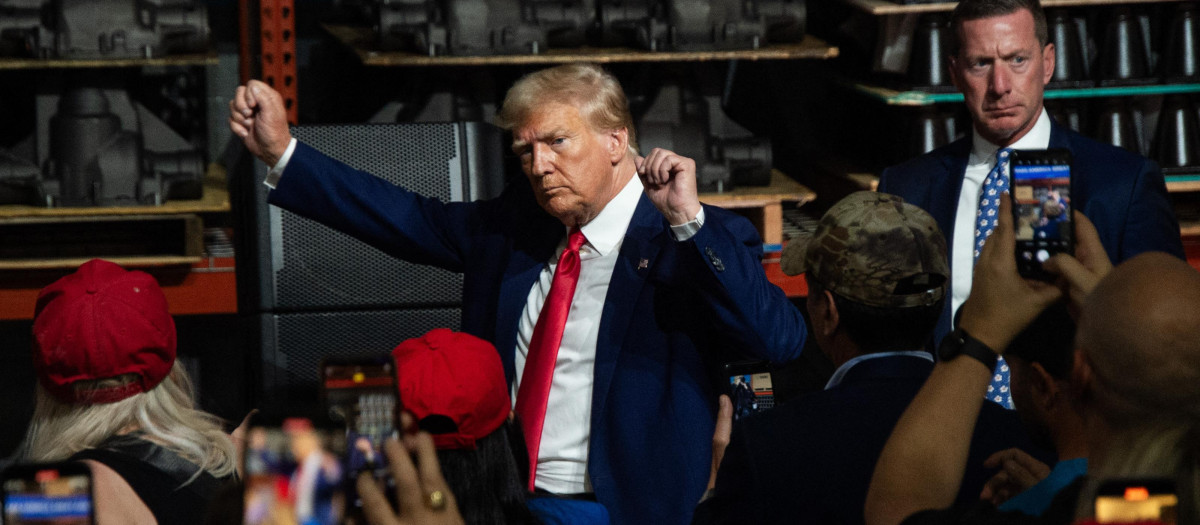 El expresidente Donald Trump en un acto de campaña en Detroit