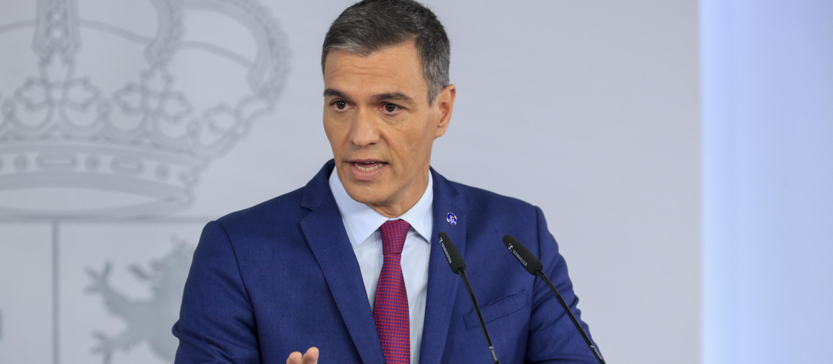 Pedro Sánchez durante su comparecencia en la Moncloa