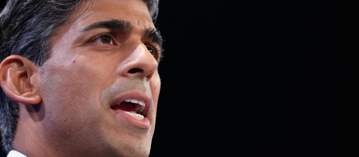 El primer ministro británico, Rishi Sunak, durante su intervención en la conferencia del Partido Conservador