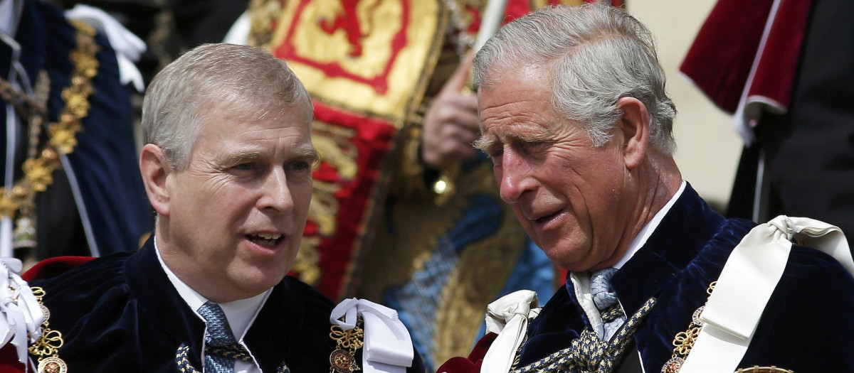 Britain's Prince Andrew (L) and Prince Charles  at the annual Order of the Garter Service in Windsor, Britain June 15, 2015.