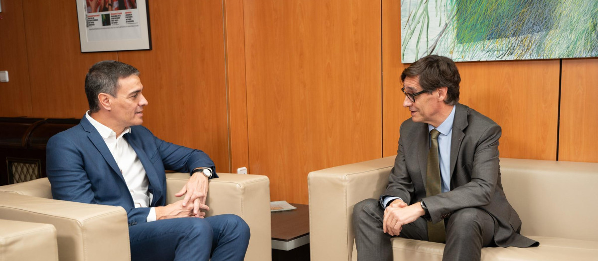 Pedro Sánchez y Salvador Illa, el miércoles en Ferraz