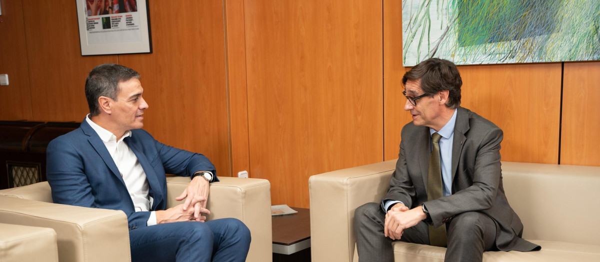 Pedro Sánchez y Salvador Illa, el miércoles en Ferraz