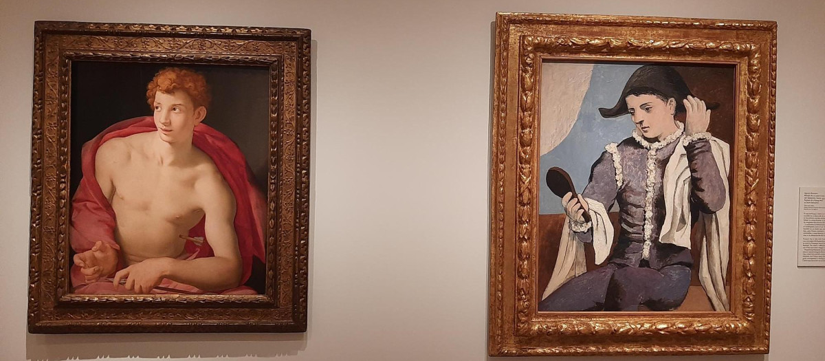 'Retrato de un joven como San Sebastián' y 'Arlequín con espejo', de Picasso, en el Museo Thyssen