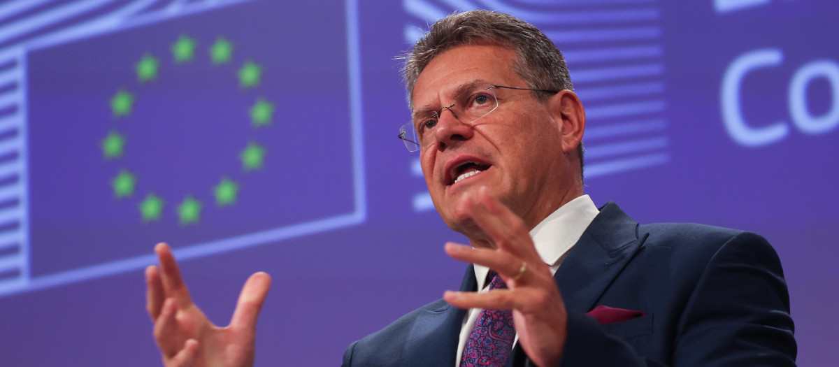Maros Sefcovic, durante la rueda de prensa sobre la compra conjunta de gas