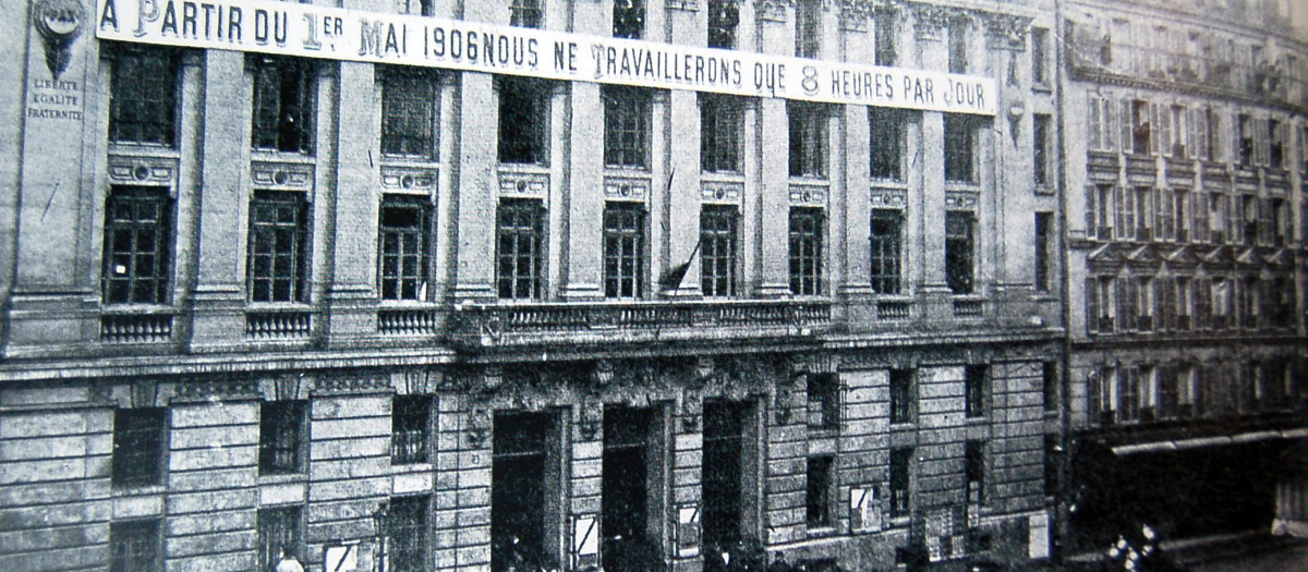 Huelga por las 8 horas de trabajo al día en París (Francia) en 1906