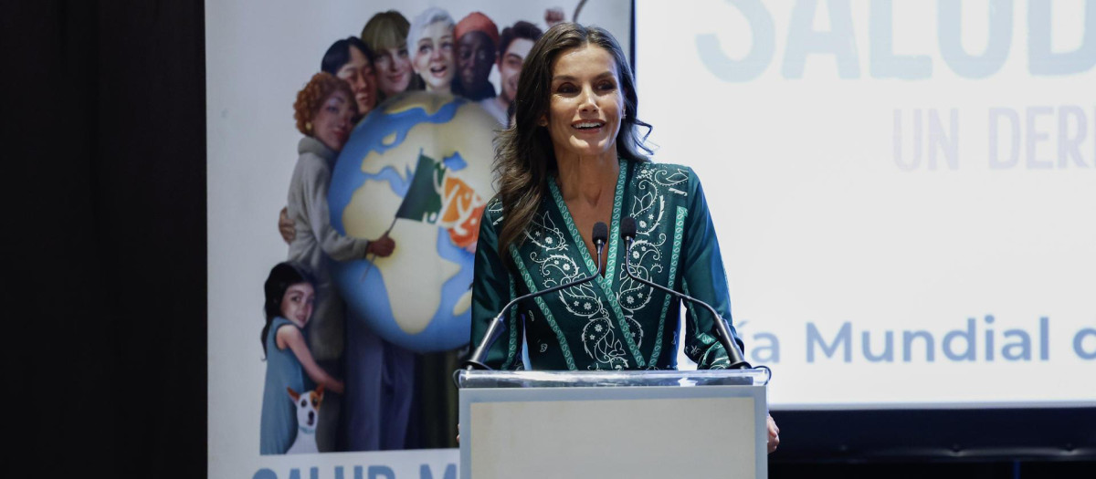 La reina Letizia interviene este martes durante el acto institucional del Día Mundial de la Salud Menta