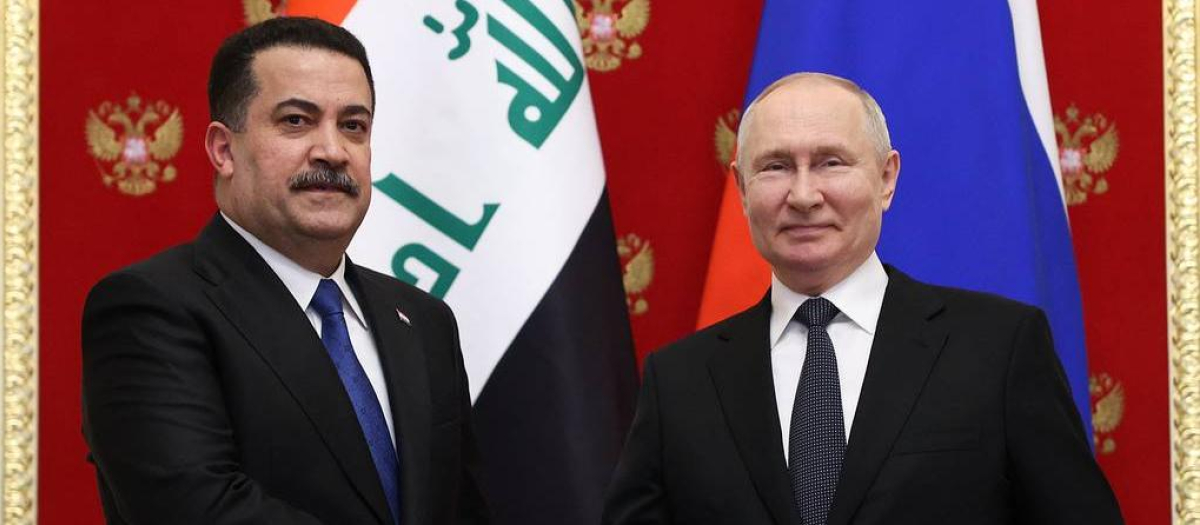 El primer ministro iraquí, Mohammed Al-Sudani, y el presidente ruso, Vladimir Putin