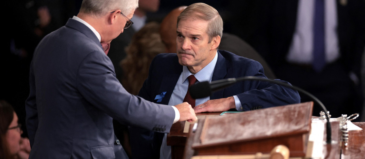 El republicano Jim Jordan en el Capitolio de EE.UU. tras la votación para elegir el speaker de la Cámara de Representantes