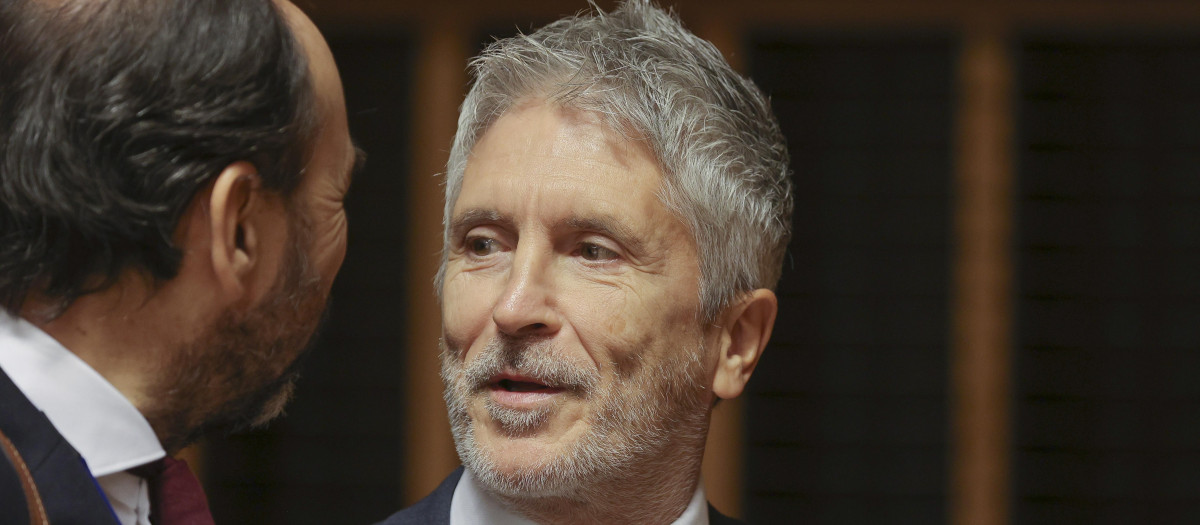 Fernando Grande-Marlaska durante la reunión del Consejo de Seguridad e Interior en Luxemburgo