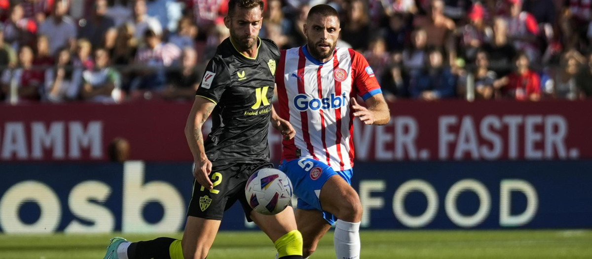 David López, en el partido del Girona ante el Almería