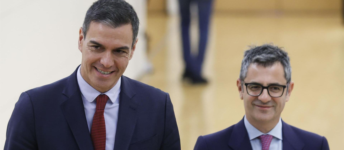 Pedro Sánchez y Felix Bolaños, en una imagen reciente en el Congreso de los Diputados