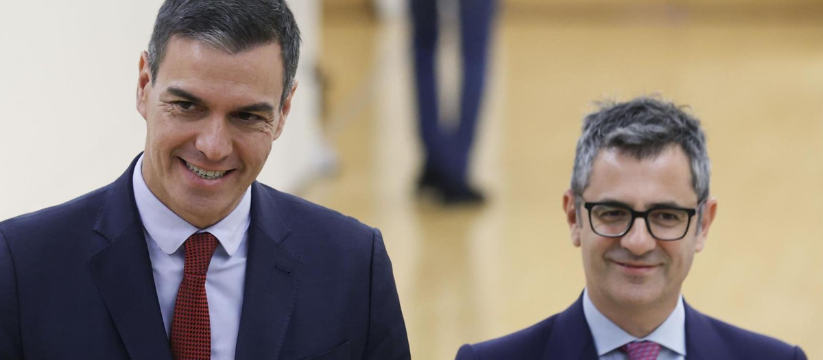 Pedro Sánchez y Felix Bolaños, en una imagen reciente en el Congreso de los Diputados