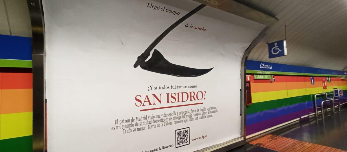 Uno de los carteles, sobre san Isidro, de la campaña de Halloween de la ACdP