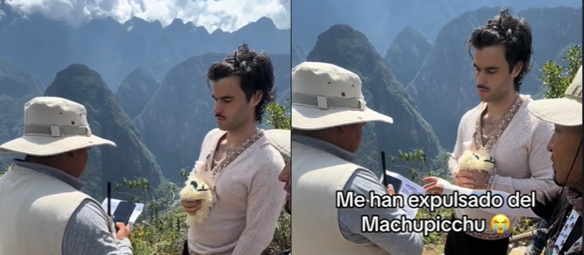El tiktoker siendo expulsado de Machupichu