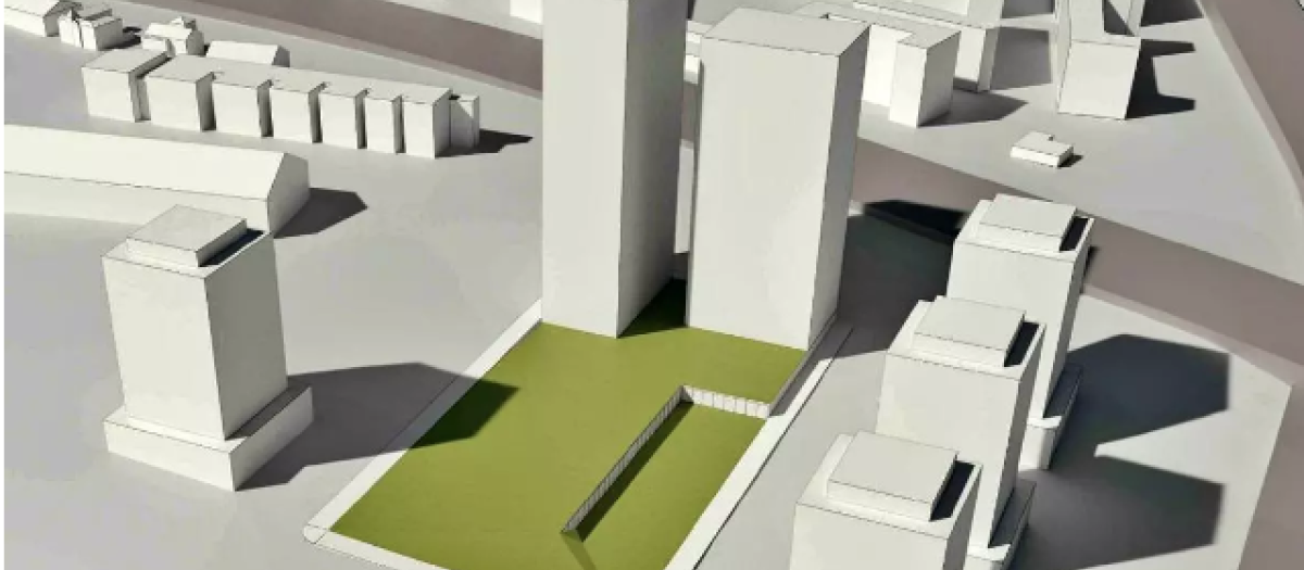 Render de las dos torres de Méndez Álvaro