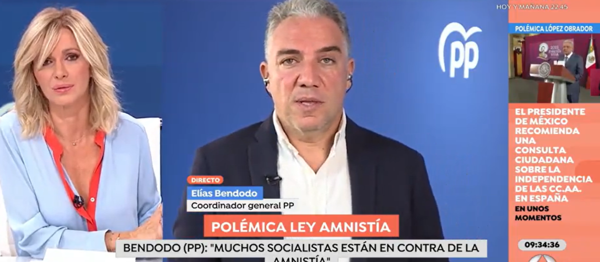 Elías Bendodo, coordinador general del PP, en Atresmedia