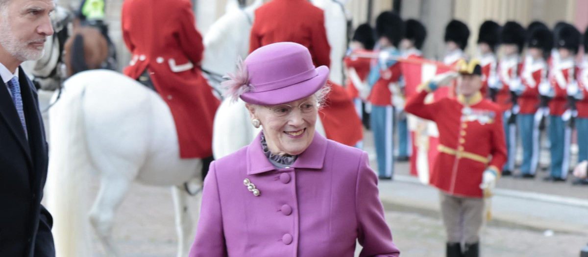 Spanish Kings Felipe VI and Queen Margarethe of Denmark during a visit to Amalienborg Palace on the ocassion of their official visit to Denmark in Copenhague on Monday, 6 November 2023.