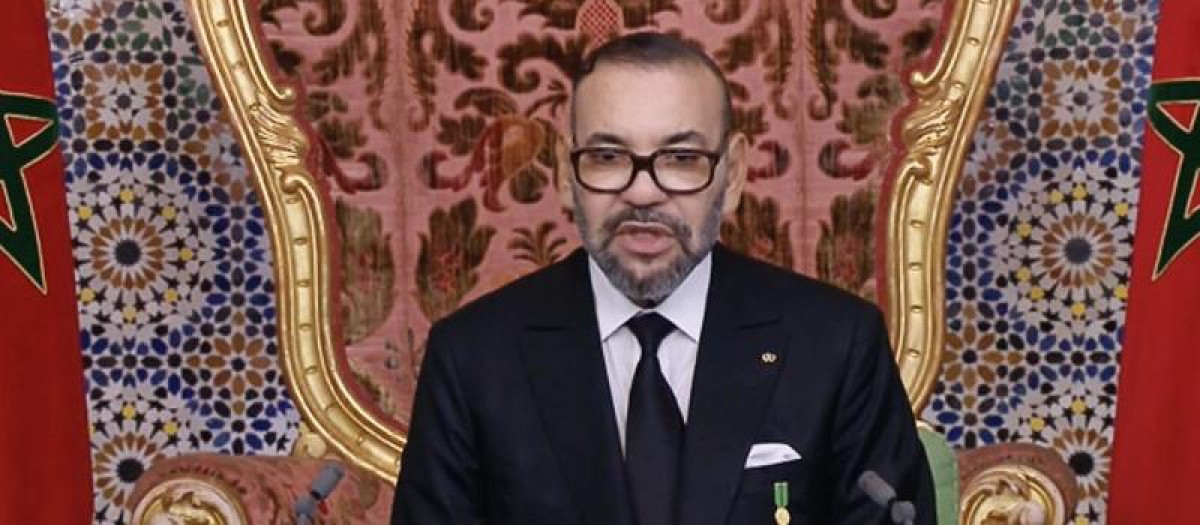 Mohamed VI, rey de Marruecos durante su discurso en el aniversario de la Marcha Verde