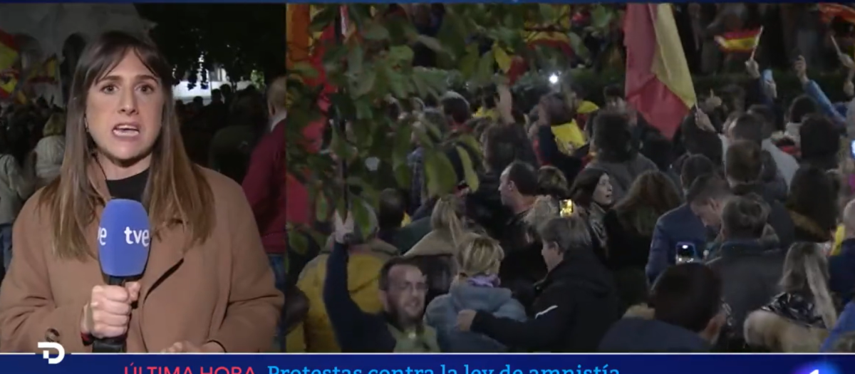El Telediario 2 conectó con Verónica González en la manifestación en Santander