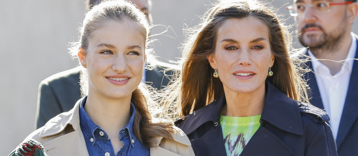 Spanish Queen Letizia with Princess of Asturias Leonor de Borbon during a visit to Arroes, Pion and Candanal (Villaviciosa) as winner of the 34th annual Exemplary Village of Asturias Awards, Spain, on Saturday 21 October 2023.