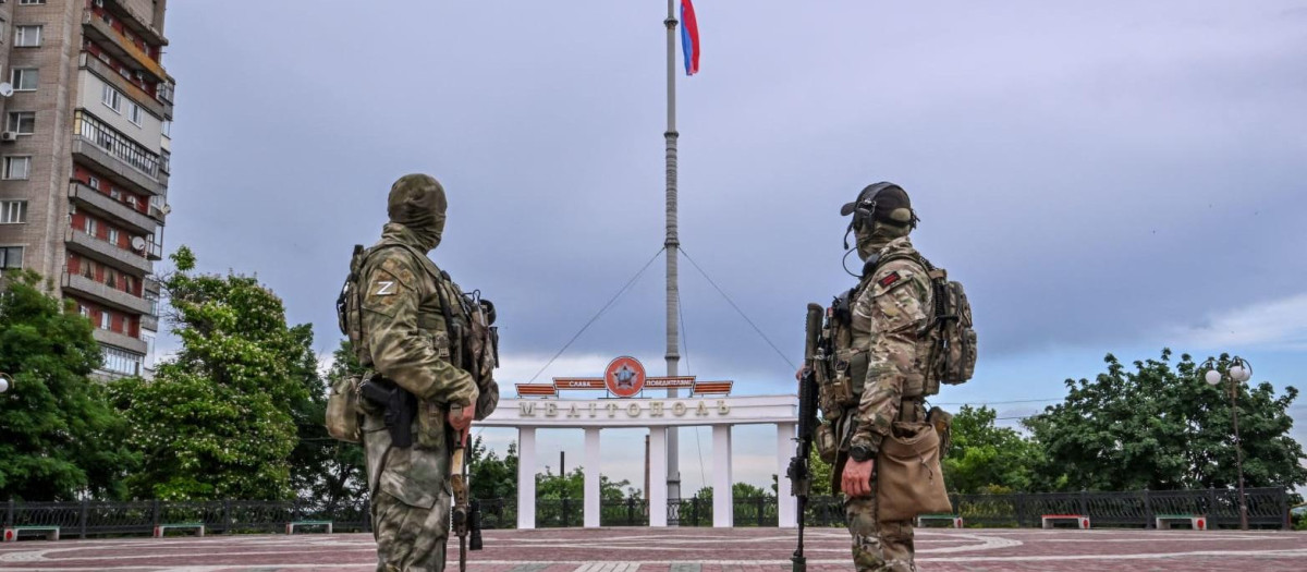 Tropas rusas de ocupación en la ciudad ucraniana de Melitopol