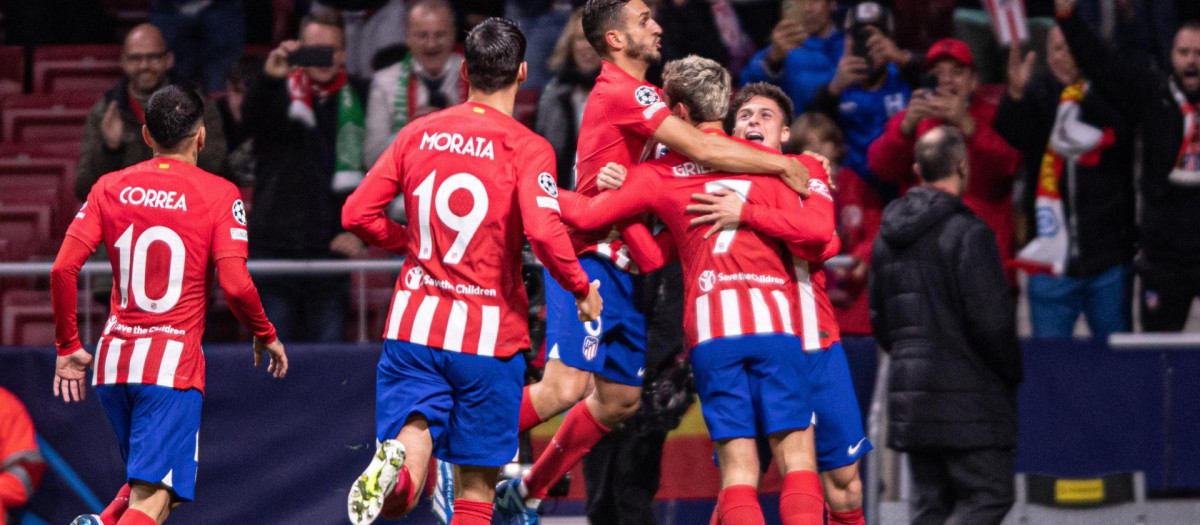Los jugadores del Atlético Madrid celebran un gol esta temporada