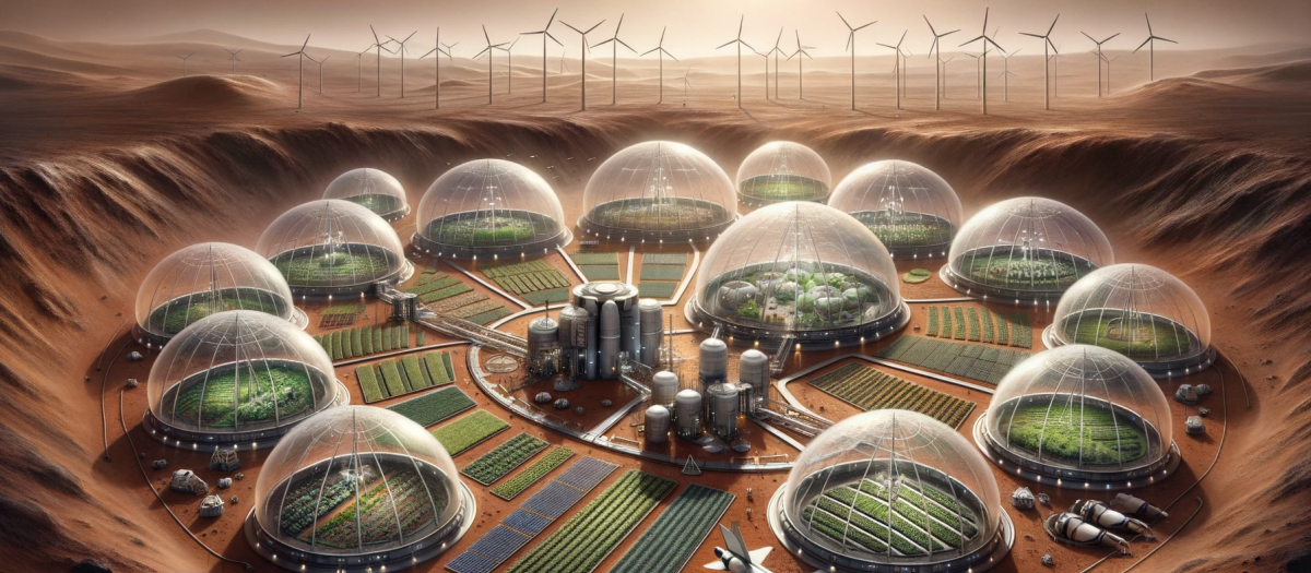 Colonia en Marte generada por una herramienta de IA