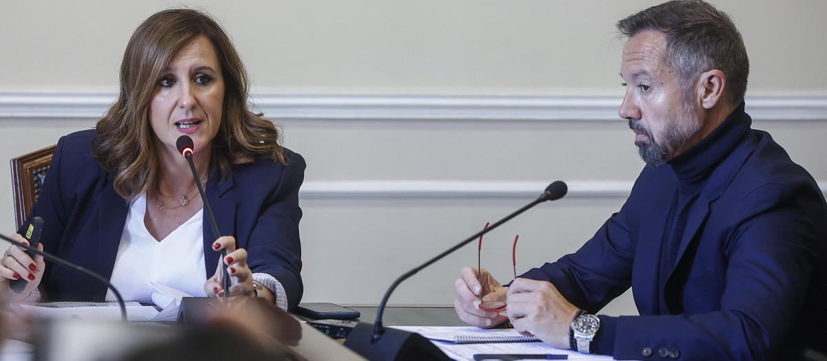 La alcaldesa de Valencia, María José Catalá, y el portavoz de Vox en el Ayuntamiento, Juan Carlos Bardenas