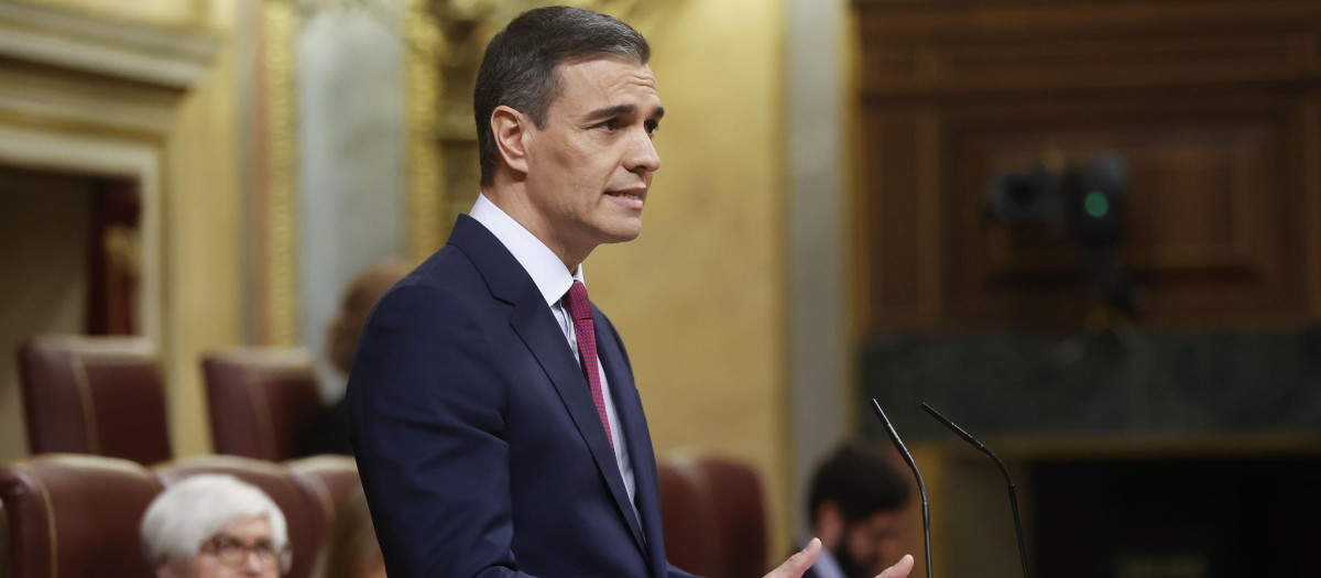 Pedro Sánchez, durante su discurso de investidura
