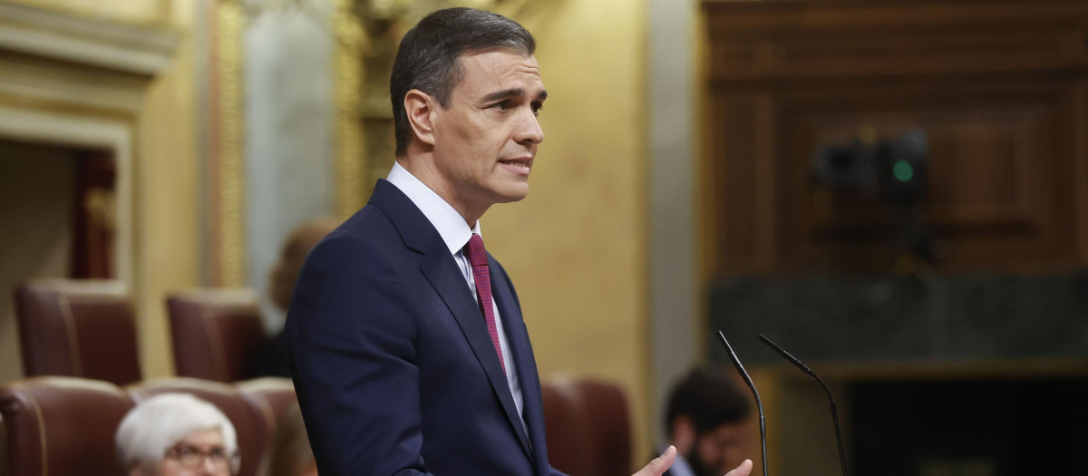 Pedro Sánchez, durante su discurso de investidura