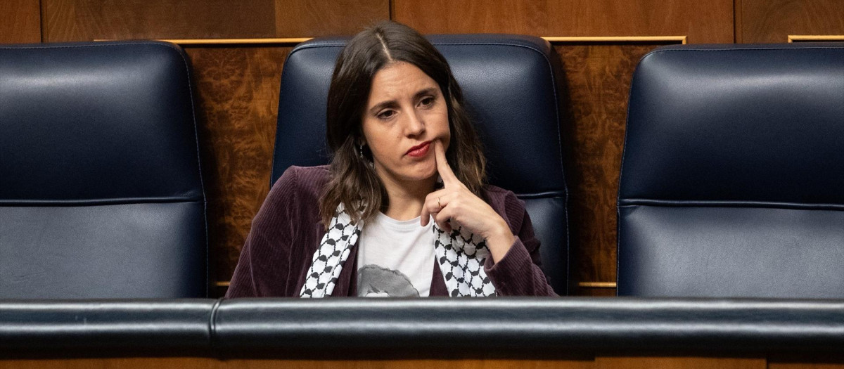 La ministra de Igualdad en funciones, Irene Montero, durante la segunda sesión del debate de investidura de Pedro Sánchez
