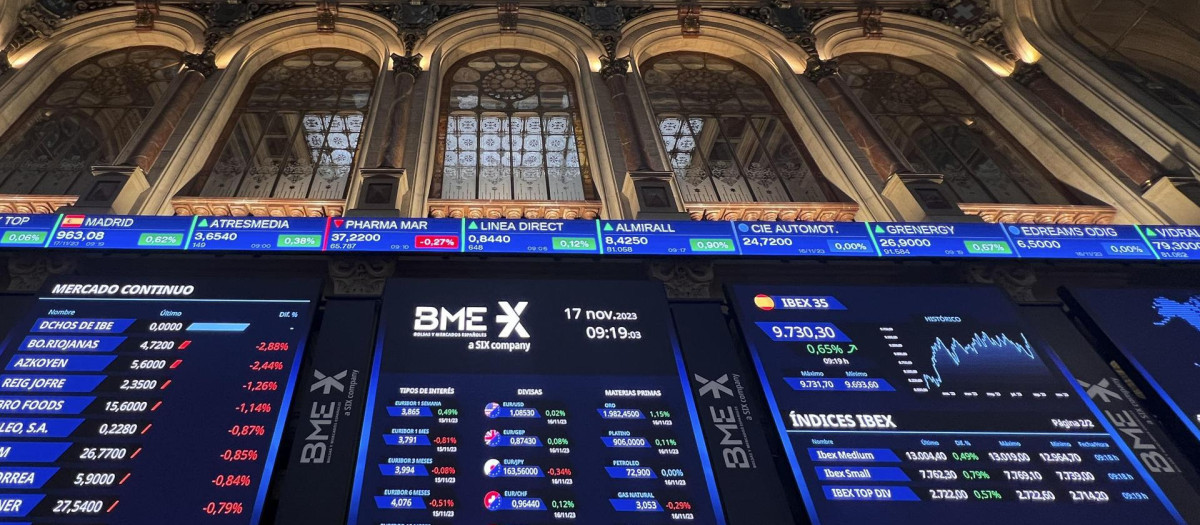 El Ibex 35 a primera hora del pasado viernes, día en que marcó el máximo desde febrero de 2020.