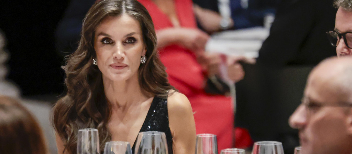 Spanish Queen Letizia attending official dinner ceremony on the ocassion of her official visit to Denmark at the RoyalChristianborgPalace in Copenhague on Tuesday, 7 November 2023.