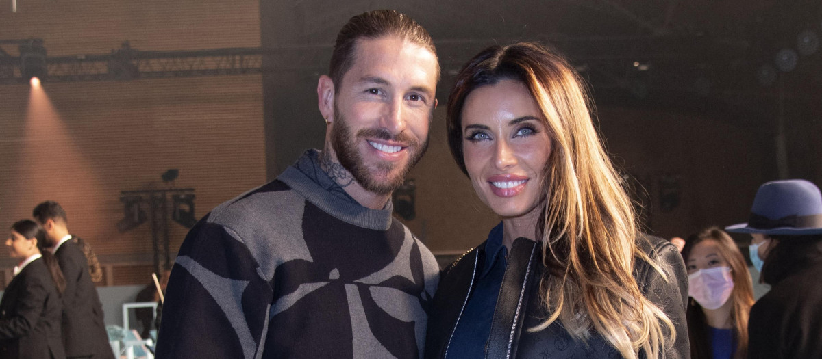 Sergio Ramos and Pilar Rubio attending the LouisVuitton  show as part of Paris Fashion Week in Paris, France on January 20, 2022.