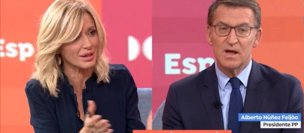 Susanna Griso, en un momento de su entrevista con Feijóo