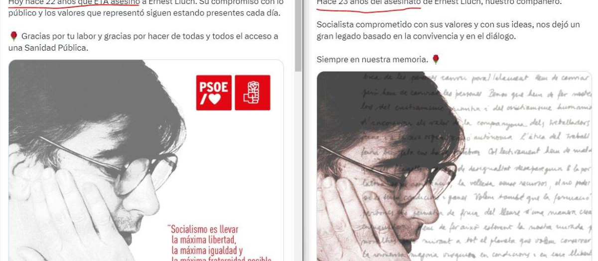 El PSOE recuerda el asesinato de Ernest Lluch pero, este año, sin mencionar a ETA