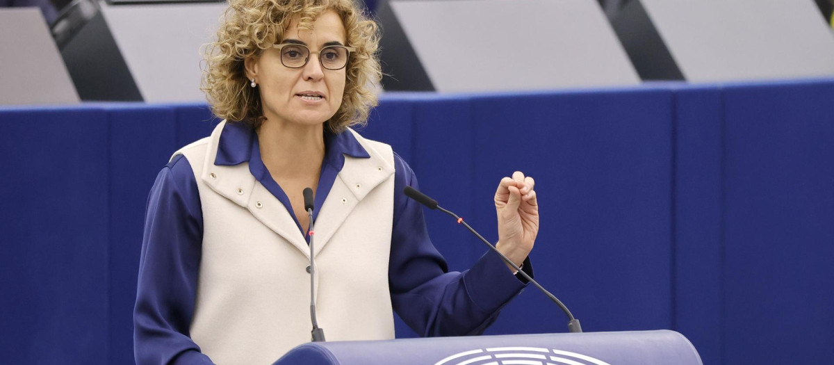 Dolors Montserrat, durante su intervención en el debate de la ley de amnistía en el Parlamento Europeo