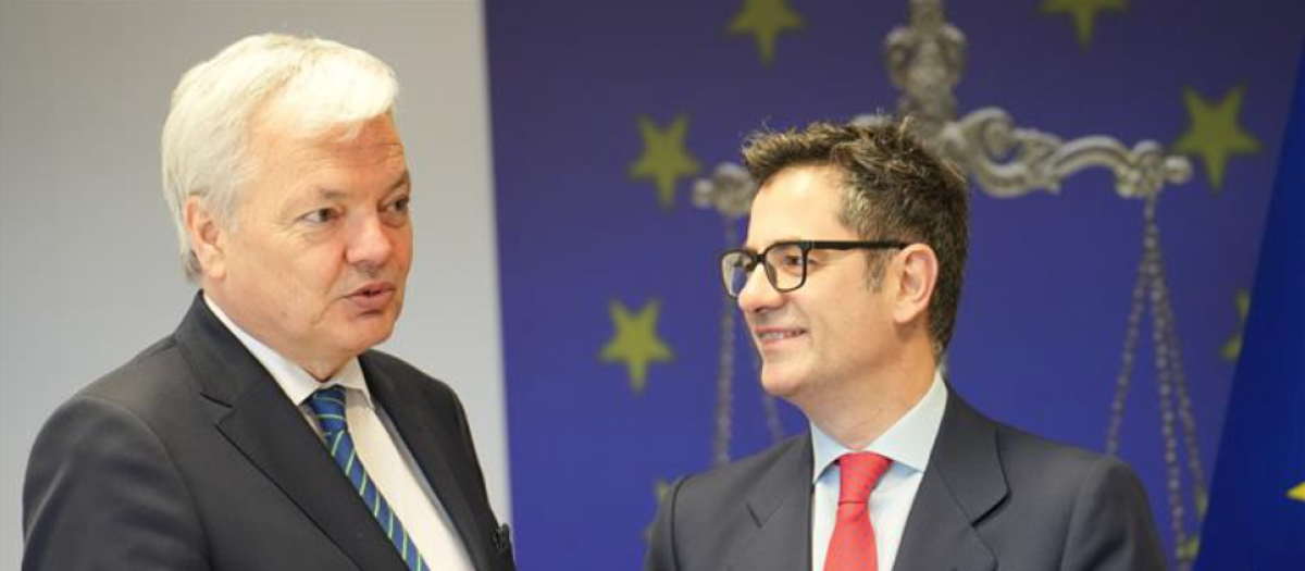 El comisario de Justicia, Didier Reynders, y el ministro Félix Bolaños