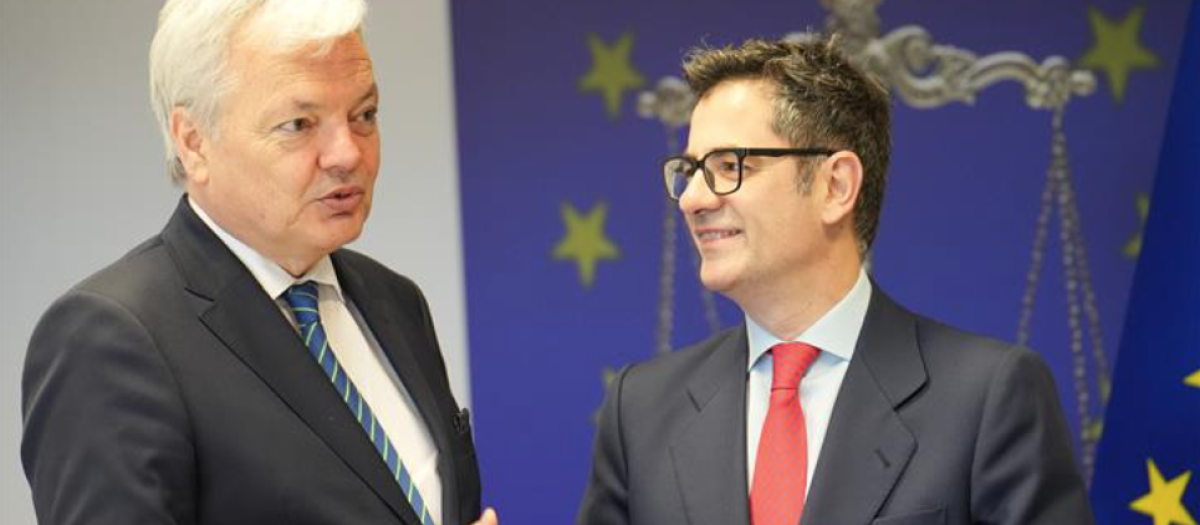 El comisario de Justicia, Didier Reynders, y el ministro Félix Bolaños