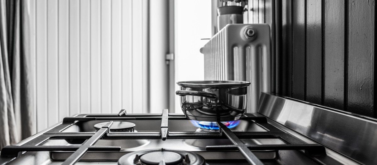 Una cocina de gas de una vivienda