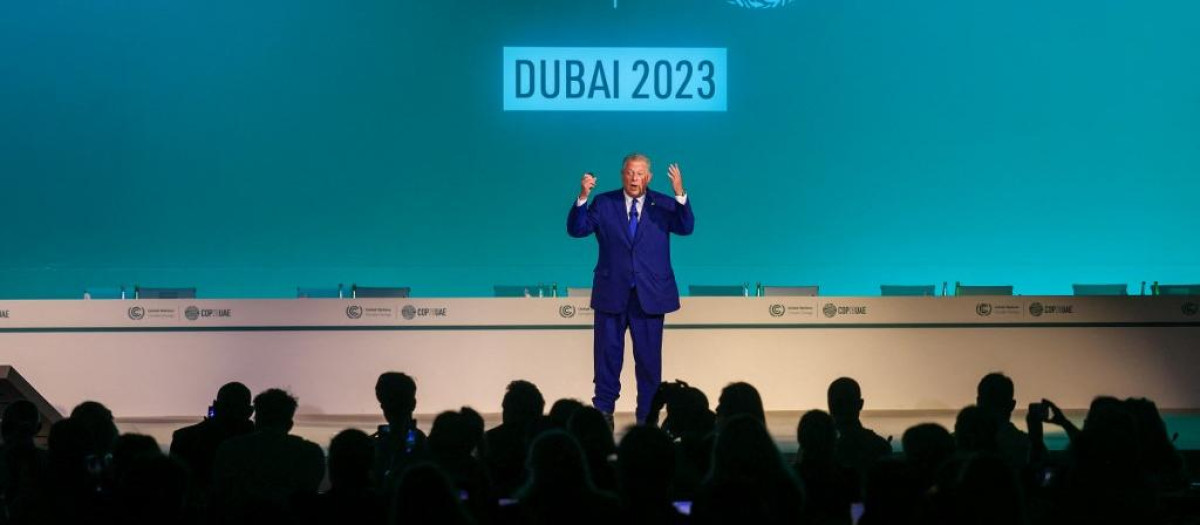El exvicepresidente de Estados Unidos, Al Gore, durante una sesión este pasado domingo.