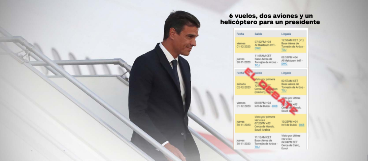 Hojas de vuelto oficiales del presidente del Gobierno, Pedro Sánchez, a las que ha accedido El Debate