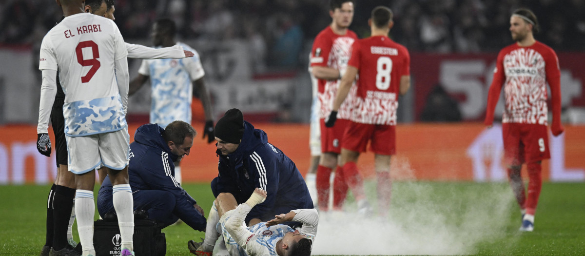 Un momento del partido que el Olympiacos jugó la semana pasada en Europa League