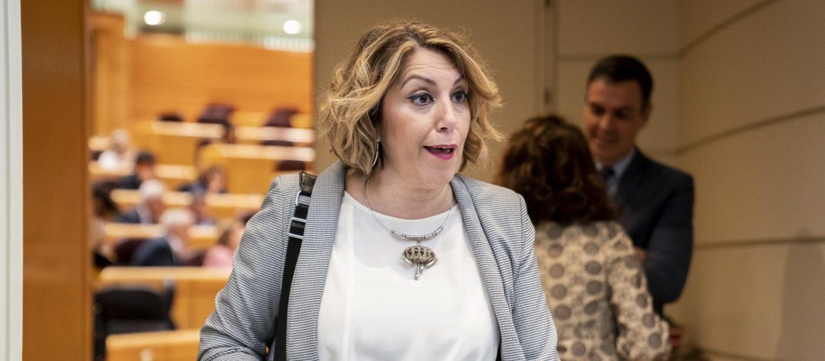 La senadora socialista Susana Díaz, a la salida de una sesión de control en el Senado