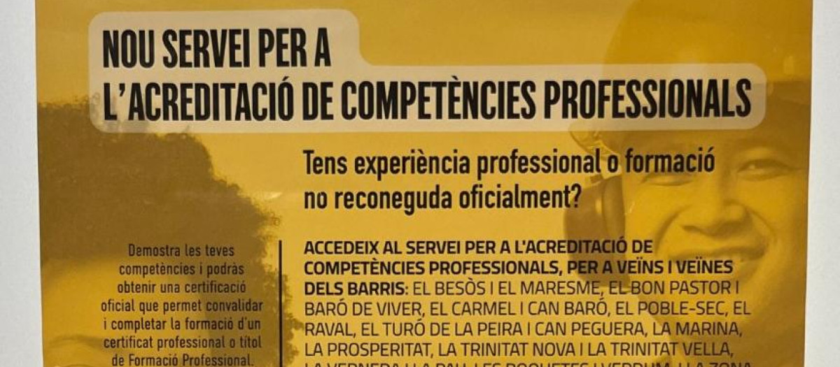Un folleto informativo en una calle de Barcelona