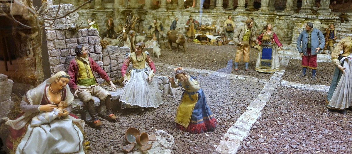 Detalle de un pesebre napolitano en el Museo Nacional de Artes Decorativas (Madrid)