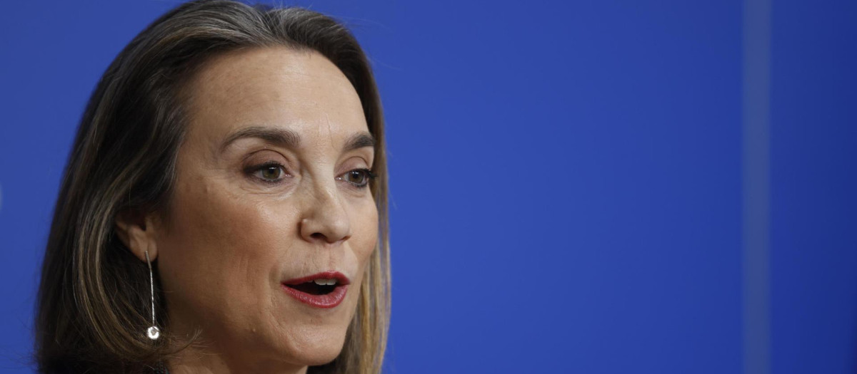 BILBAO, 15/12/2023.-La secretaria general del Partido Popular, Cuca Gamarra, en la imagen, en rueda de prensa antes de la reunión de la Junta Directiva Regional del partido. EFE/Luis Tejido