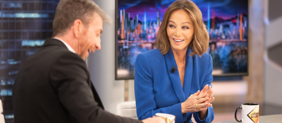 Isabel Preysler,Pablo Motos  on tv show '' El Hormiguero'' in Madrid on Monday 14  December 2023.