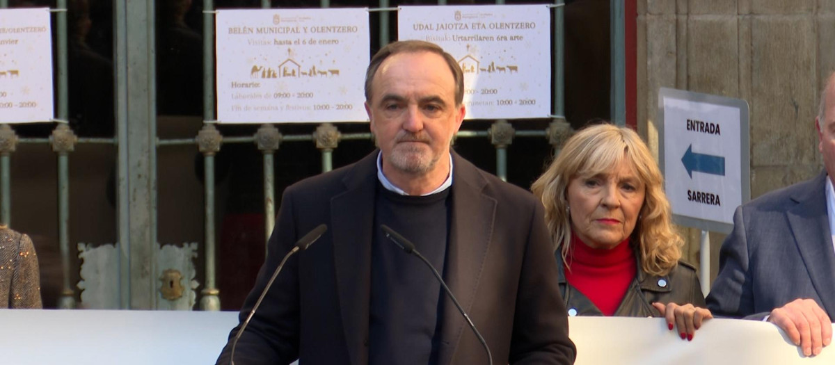 El presidente de UPN, Javier Esparza, en la manifestación de hoy domingo