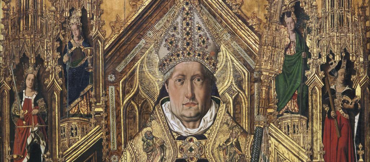 Santo Domingo de Silos, entronizado como obispo, por Bartolomé Bermejo